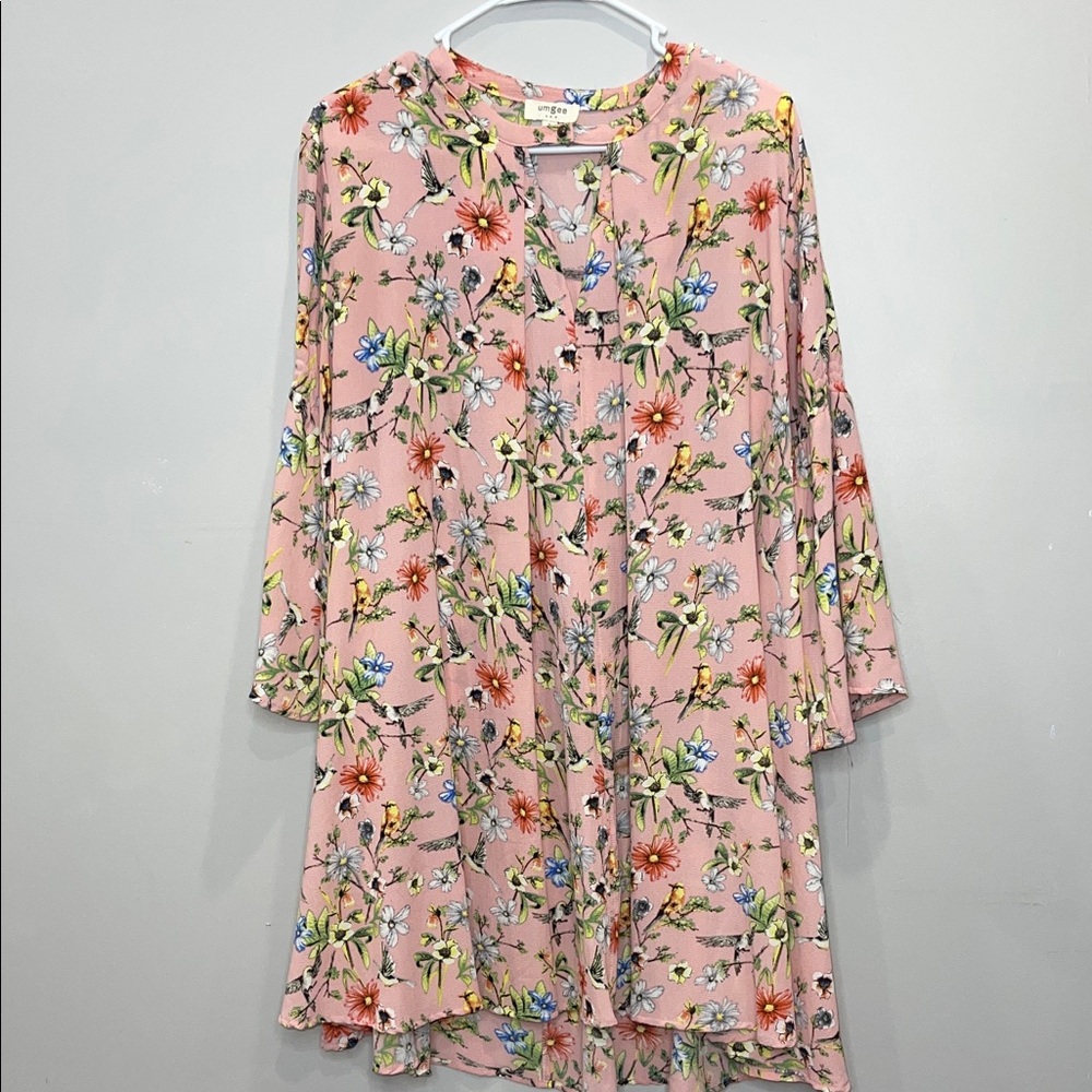 Umgee Blush Floral Long Sleeve Dress